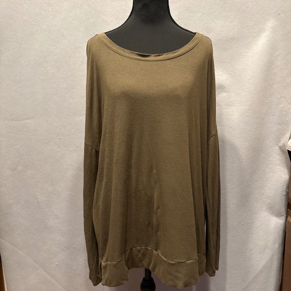 Eileen Fisher Olive Green Viscose Spandex Long Sleeve Top XS F16VF